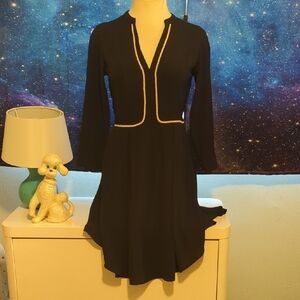 Elegant Black Dress with Gold Trim